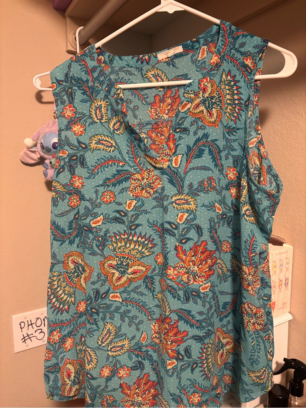 Maurices Atwood Floral Sleeveless V-Neck Top - Teal XL